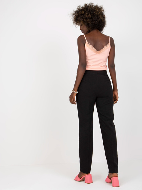 Hurt Czarne garniturowe spodnie z materiału z prostą nogawką