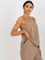 Hurtownia Ciemnobeżowy letni top na ramiączkach OCH BELLA