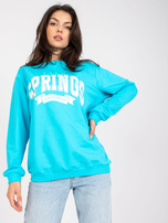 Modra-bela oversize bluza brez kapuce z žepi.