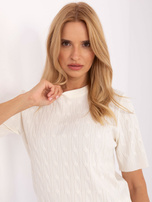 Ecru damski sweter z krótkim rękawem