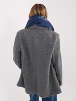 Granatowo-ecru szal w geometryczny wzór