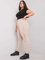 Beżowe spodnie dresowe plus size z aplikacją Aelis