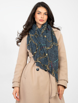 Ciemnoniebieska damska chusta z printem 