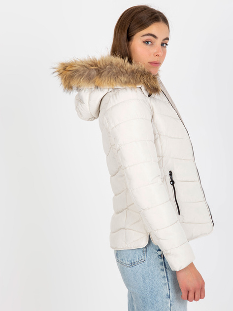 Hurtownia Biała pikowana kurtka przejściowa z kapturem