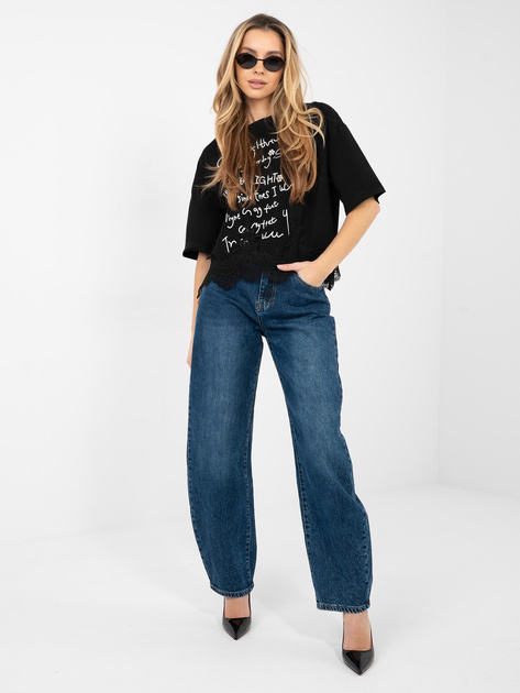 Czarna krótka bluzka z napisami