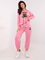 Hurt Różowy dresowy komplet z dodatkiem wiskozy