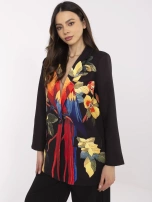 Czarna damska marynarka z kolorowym nadrukiem