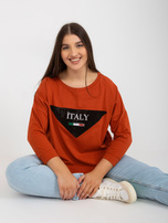 Hurtownia Ceglasta bluzka plus size z aplikacjami