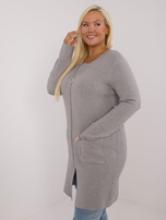 Hurtownia Szary długi sweter plus size
