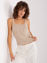 Hurt Beżowy dwuczęściowy komplet z topem