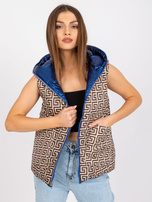 Niebieska dwustronna kamizelka z kapturem Addison