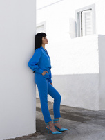 Niebieskie damskie spodnie od garnituru z kieszeniami Giulia