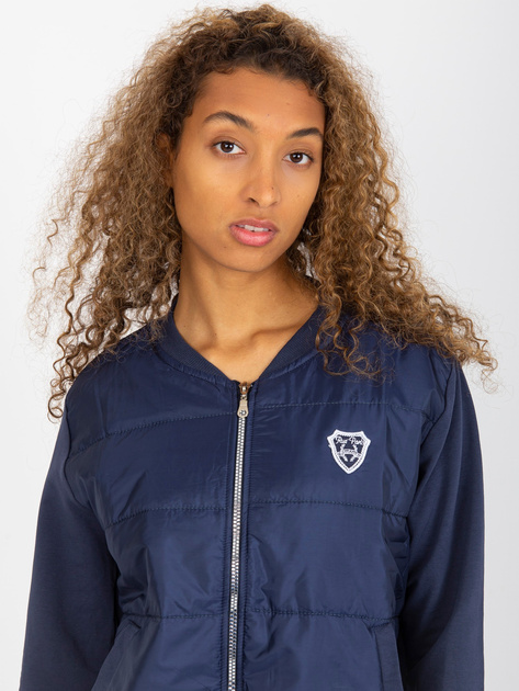 Hurt Granatowa pikowana bluza bomberka z kieszeniami RUE PARIS