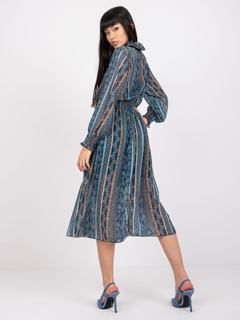 Ciemnoniebieska sukienka we wzory Ava