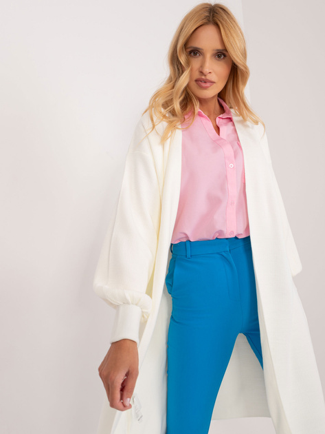 Hurt Ecru dzianinowy kardigan damski bez zapięcia