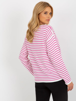 Hurt Biało-jasnofioletowy sweter klasyczny w paski RUE PARIS