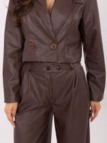 Brązowe ocieplane spodnie z ekoskóry RUE PARIS