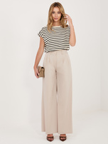 Beżowe spodnie palazzo z wysokim stanem RUE PARIS 