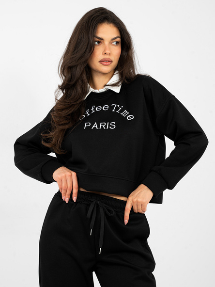 Czarna krótka bluza z kołnierzykiem