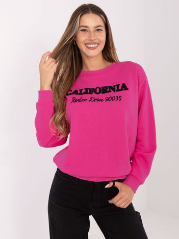 Hurtownia Fuksjowa dresowa bluza bez kaptura z napisami