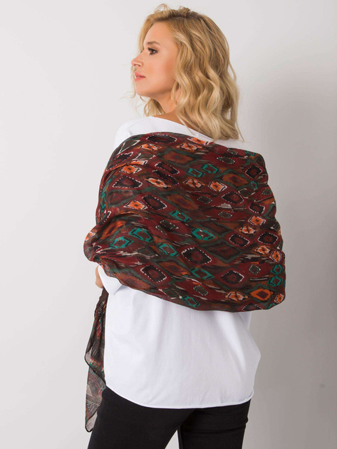 Brązowo-zielona chusta damska we wzory