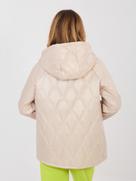 Beżowa pikowana kurtka z suwakiem