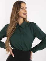 Ciemnozielona elegancka koszula bez zapięcia