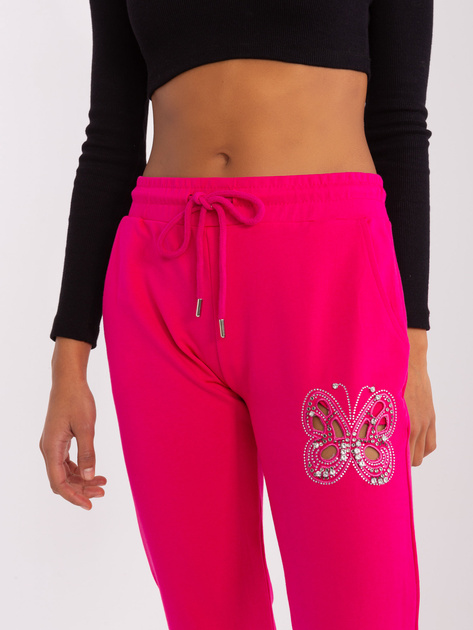 Hurt Fuksjowe damskie spodnie dresowe z dżetami