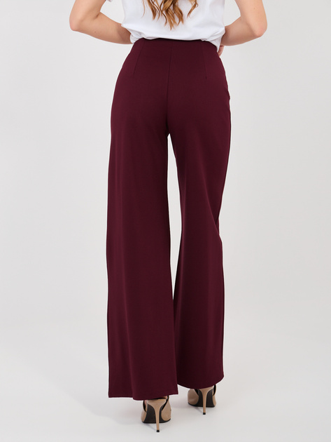 Śliwkowe garniturowe spodnie bez zapięcia RUE PARIS