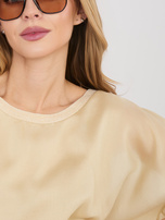 Beżowa wizytowa bluzka z okrągłym dekoltem 