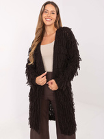 Ciemnobrązowy kardigan w stylu boho RUE PARIS 