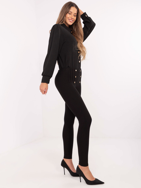 Hurt Czarne eleganckie legginsy z ozdobnymi guzikami