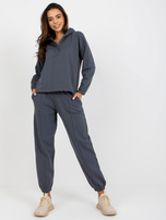 Hurtownia Grafitowa gładka piżama bawełniana z kapturem