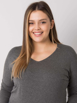 Ciemnoszara melanżowa gładka bluzka plus size Elisa