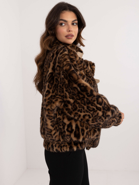 Hurt Camelowa futrzana kurtka zimowa w panterkę