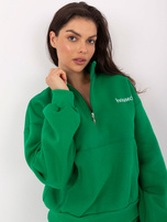 Zielony ocieplany komplet z bluzą kangurką