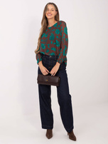 Brązowo-zielona bluzka plisowana Liana 