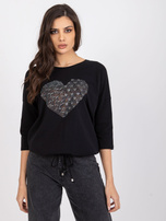 Black Cotton Blouse with Bindy Applique