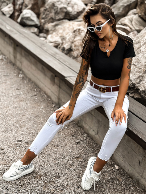 Hurtownia Czarny top basic prążkowany z krótkim rękawem MAYFLIES