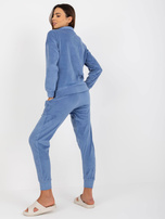 Hurtownia Niebieska ciepła piżama welurowa z bluzą 