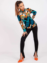 Morsko-pomarańczowa bluzka z weluru Biloxi