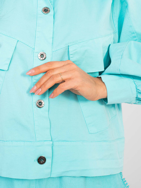 Turkusowa koszula z bufiastymi rękawami RUE PARIS