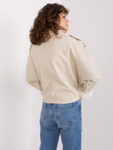 Hurt Jasnobeżowa damska kurtka zimowa z kieszeniami