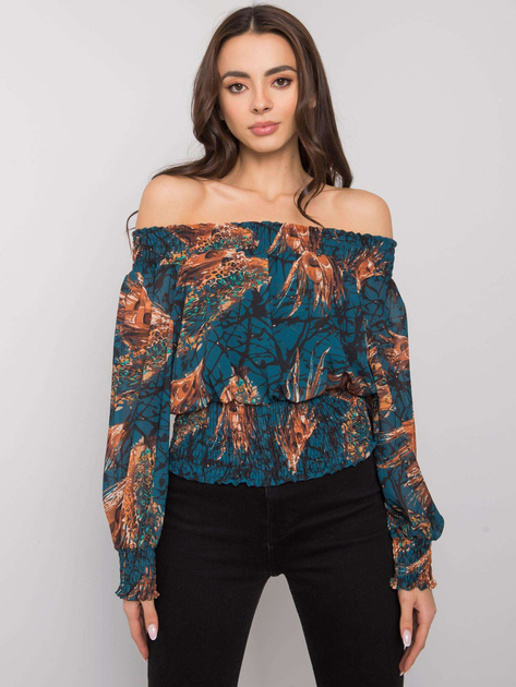 Morsko-brązowa bluzka damska we wzory Nanterre