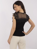 Czarna dopasowana bluzka z siateczką