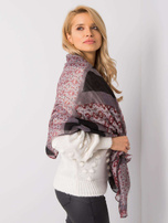 Szaro-bordowa chusta we wzory