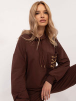 Hurt Brązowy dwuczęściowy komplet dresowy z bawełny