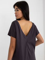 Hurt Grafitowy t-shirt basic z dekoltem na plecach Fire 