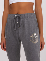 Hurt Ciemnoszare melanżowe damskie spodnie dresowe