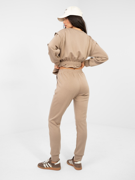 Ciemnobeżowy komplet z bluzą bez kaptura RUE PARIS